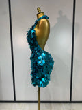 Women Sexy Halter Sequins Backless Mini Dress Luxury Birthday Evening Party Gowns Nightclub Singer Dancer Stage Outfit