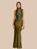 Women Tassel Top + Long Skirt Two Piece Sets Sexy Sleeveless Fringe Bandage Matching Set Evening Party Cocktail Outfit