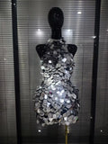 Shining Sequins Women Sexy Halter Off the Shoulder Backless Bodycon Mini Dress Nightclub Party Celebrate Bar Singer Stage Wear