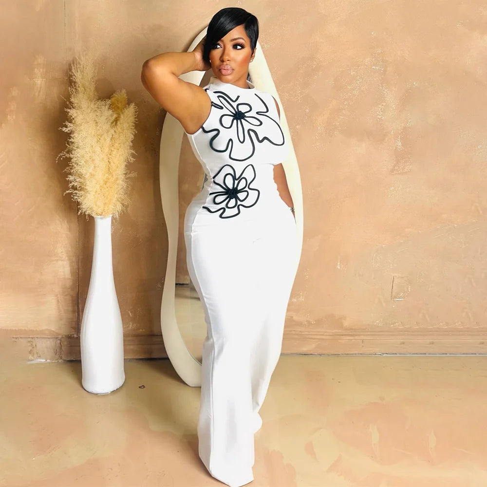 New Women Flower Design Sleeveless Tank Jumpsuits 2026 Summer Street Birthday Sexy Party Outfits One Piece Suit Rompers