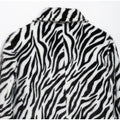 Women Chic Zebra Print Faux Fur Cropped Jacket Lapel Collar Single Breasted Warm Short Coat Autumn Winter Fashion Street Jackets