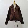 Autumn New Fashion Casual High-end Feel Jacket With TLapel Long Sleeve Korean Style Short Loose Clothes