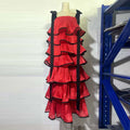 Hit Color Ruffles Cake Maxi Dress for Women Square Collar Off The Shoulder Spliced Bow Evening Temperament Dresses Female