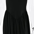 Irregular Plunge Square Collar Suspender Dress For Women Solid Color Sleeveless Backless Summer Clubs Party Ruched Dress