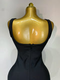 Women Black Sleeveless Ruffles Patchwork Maxi Bandage Dress 2025 Celebrity Elegant Evening Party Gowns Fashion Show Outfit
