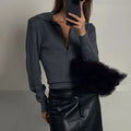 Women Polo Collar Long Sleeve T-Shirt Slim Lapel Button Solid Casual Pullover Female Fashion Commuting Top 2026Autumn New