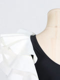 Colorblock Sexy Bodysuits For Women Diagonal Collar One Shoulder Sleeve High Waist Slimming Bodysuit Female Fashion Style