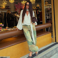 Printed Women Pants Belted Wide Leg Trousers Drawstring Waist Wide Leg Pants Loose Jogger Pants Casual Camouflage Long Pants