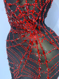 Women Luxury Black Mesh See Through Crystal Diamond Bodycon Dress Sexy Evening Party Club Nightclub Dress Singer Stage Costume