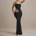 Solid Spliced Lace Up Slimming Dresses for Women Strapless Sleeveless High Waist Temperament Dress Female