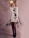 New Arrivals Autumn Heavy Flower print Slim Mini Dress Women's Long Sleeve Celebrity Party Elegant Short Dress