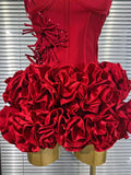 High Quality Women Sexy Halter Full Florals 2 Pieces Bodycon Bandage Set Birthday Party Photoshoot Celebrate Cocktail Outfit