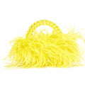 Pearl Bead Bag With Feather Fur Designer Brand Clear Acrylic Crystal Stone Box Tote Handbag Women Handmade Party Purse