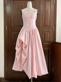 Glamorous Elegant Pink Halter Dress for Women Sleeveless Corset Waist High Slit Ball Gown for Luxury Dinners Celebrations