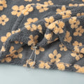 Fashion Floral Faux Lambswool Sweatshirt Women's Casual Zipper Pocket Loose Pullover Sweatshirt Autumn Festive Clothing