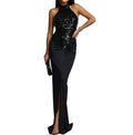 Runway Halter Formal Dresses for Women Sexy Elegant Evening Gowns Split Thigh Bodycon Maxi Wedding Guest Long Dresses