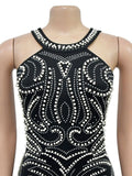 Women Sexy Backless Hot Drilling Process Party Club Night Maxi Dress Pearl Beading Rhinestone Birthday Evening Long Dress