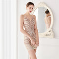 Elegant Women Short Evening Dress Sexy Straps Sequin Slim Bodycon Party Dresses Black Gold Female Vestidos De Soiree