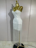Elegant Prom  Evening Party Luxury Birthday Wedding Guest Dresses Women Sexy Shiny Crystals Tassel Bodycon Long Bandage Dress