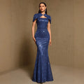 Elegant Sequin Emboridery Shawl 2 Pieces  Evening Gown for Women Weddings and Dinners Heavy Industry Gorgeous Evening Gowns