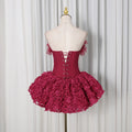 Sexy 3D Floral Mini Dress for Women Sweetheart Neck Sleeveless Fish Bone Tunic Birthday Party Flirty Skirt Female Clothing