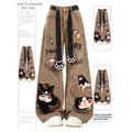 Cartoon Embroidered Loose Straight Leg Jeans Women's Trousers Autumn Design Wide Leg Long Pants Vintage High Waist Denim