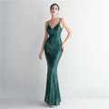 Women Strap Party Maxi Dress Sexy V Neck Evening Dress Celebrity Purple Sequin Dress Long Prom Formal Occasion  Dress