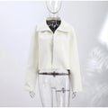 Casual Solid Pu Crocodile Grain Jacket Women Fashion Full Sleeve Stand Collar Loose Female Outwear 2026 Autumn Lady Coats Chic