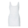 Solid Furry Dress Women Sexy Square Collar Sleeveless Zipper Backless Autumn Trend Elegant Street Party Mini Bodycon