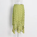 Solid Minimalist Casual Skirt For Women High Waist Patchwork Zipper Irregular Hollow Out Skirts Female Fashion New