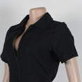 Sexy Deep V-neck Party Woman Jumpsuits Zipper Pocket Turn Down Collar Skinny Night Club Outfits One Piece Jumpsuit