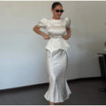 Elegant Women's Printed Waistband Long Dress 3D Flower V-neck Bubble Sleeve Patchwork A-line Dresses 2026 Spring Party Robe