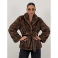 Multi Color Faux Fur Wide Lapel Belted Wrap Jacket Trendy Luxury Long Sleeve Soft Plush Winter Party Daily Office Outerwear 2026