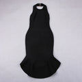 New Women Sexy Black Backless Ruffles Rayon Bandage Dress Elegant Club Party Dress Vestidos