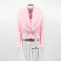 Elegant Faux Fur Coats Women's Warm Puffy Slim Long-Sleeve Collared Cardigan Winter Fashion High-Street Women Outwear