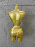 Gold Luxurious Black Bodysuit Women Sexy Halter Neck Iridescent Crystal Embellished Cutout Outfit Stage Performance Costume