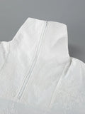Minimalist Lace Women Jackets Stand Collar Long Sleeve Drawstring Loose Jacket for Street Daily Wear Autumn Fashion