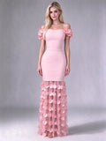 Luxury Flower Lace-Edged 3D Decoration Sleeveless Bodycon Maxi Dress Sleeveless High Waist Birthday Evening Party Cocktail Gowns