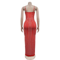 Sexy Maxi Rhinestone Sequin Dress Women Summer Straps Backless Party Vestido Female Wedding Gown Evening Night Dresses