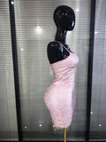 Pink Foil Color Women Sexy Strap Bodycon Mini Bandage Dress Nightclub Party Celebrate Birthday Girls Vacation Outfit Wholesale