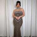Sexy Rhinestone Patchwork Bodycon Dresses for Women Mesh See Through Sleeveless Birthday Party Evening Prom Maxi Dresses