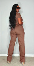 Sexy Deep V-neck Party Woman Jumpsuits Zipper Pocket Turn Down Collar Skinny Night Club Outfits One Piece Jumpsuit