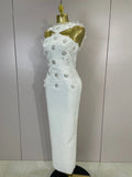 Elegant Flower Beading Sexy Sleeveless Bodycon Long Bandage Dresses Celebrity Cocktail Women Luxury Birthfay Evening Party Dress