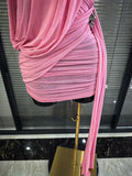 Winered Pink Women Sexy Draped Bodycon Mini Dress High Stretch Celebrate Nightclub Party Cocktail Fashion Homecoming Outfit