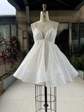 2026 New Sexy Deep V-Neck Spaghetti Strap Pleated Puffy Dress For Women Female Lace Up Backless Solid Short Dress