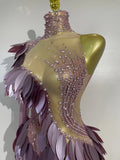 Luxury Diamonds Birthday Evening Party Bar Nightclub Stage Costume Sexy Purple One Shoulder Mesh See Through Bodycon Mini Dress