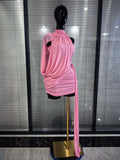 Winered Pink Women Sexy Draped Bodycon Mini Dress High Stretch Celebrate Nightclub Party Cocktail Fashion Homecoming Outfit