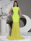 2026 New Diamond Turtleneck Bodycon Long Dress Women Sleeveless Patchwork Elegant Evening Birthday Party Dinner Wedding Gowns