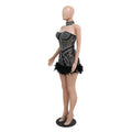Sheer Mesh Rhinestone Bodysuit Shorts Jumpsuit Birthday Outfit Sparkly Sexy Club Body Romper One Piece Party Overalls