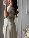 Collection Of Versatile Linen Midi Sets Square Neck Relaxed Fit Casual Day Wear Fashion Daily Linen Pants Women Summer 2026